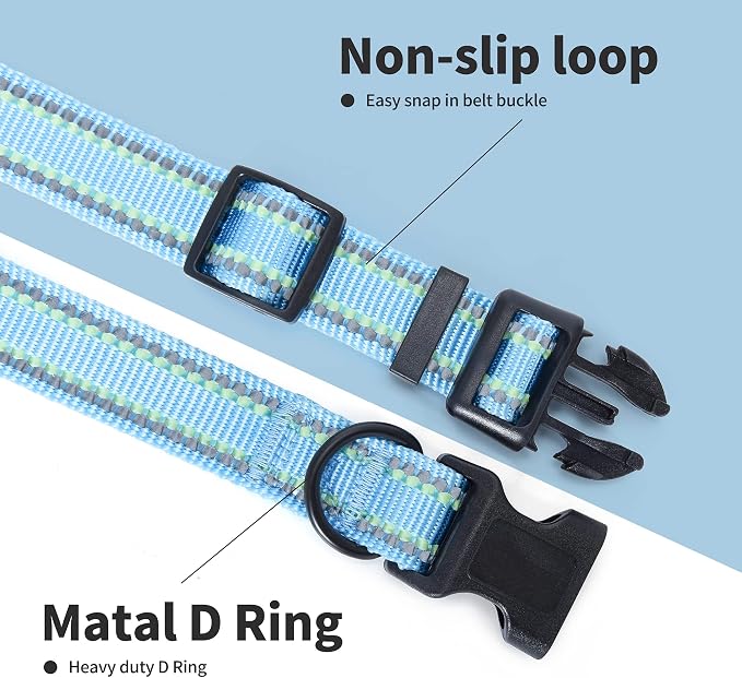 Mile High Life Reflective Dog Collar, Adjustable Lightweight Quick Release