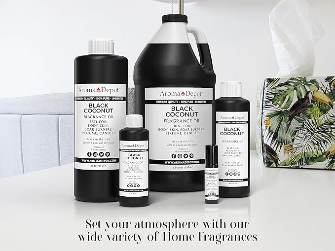 Aroma Depot Black Coconut Fragrance Oil 10ml / 0.33 fl oz. Perfume Skin Oil, Scented, is Great for Candles, Bath Bombs, Body Butters, Creams & Lotions. Few Drops in The Diffuser, Burners, or Warmers.