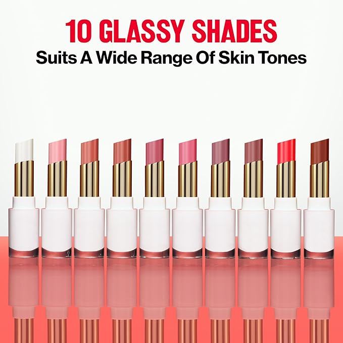 REVLON Super Lustrous Glass Shine Balm, Hydrating Tinted Lipstick, Sheer, Glossy Shiny Finish, 010 Spiced Wine, 0.11 oz