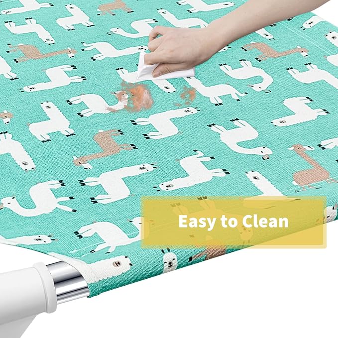 Elevated Dog Bed Pet cot for Small Dogs, Indoor and Outdoor Use | Alpaca Print,Indoor and Outdoor ，Breathable Fabric，Stainless Steel Frame, Anti-Slip Feet