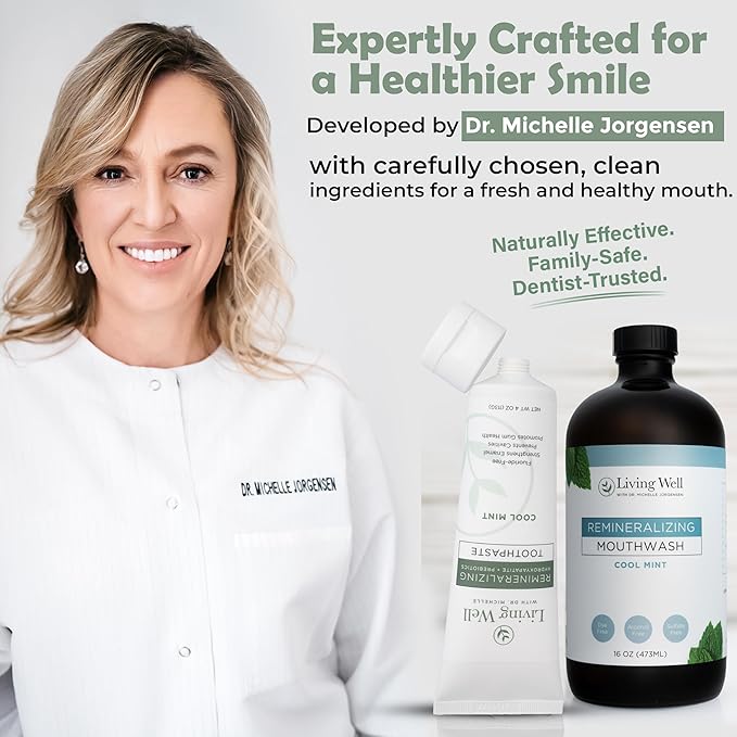 Remineralizing Oral Care Bundle – Mint Toothpaste + Alcohol-Free Mint Mouthwash | Hydroxyapatite & Colloidal Silver | Fluoride-Free, Dentist-Developed | Supports Enamel, Gum Health & Oral Microbiome