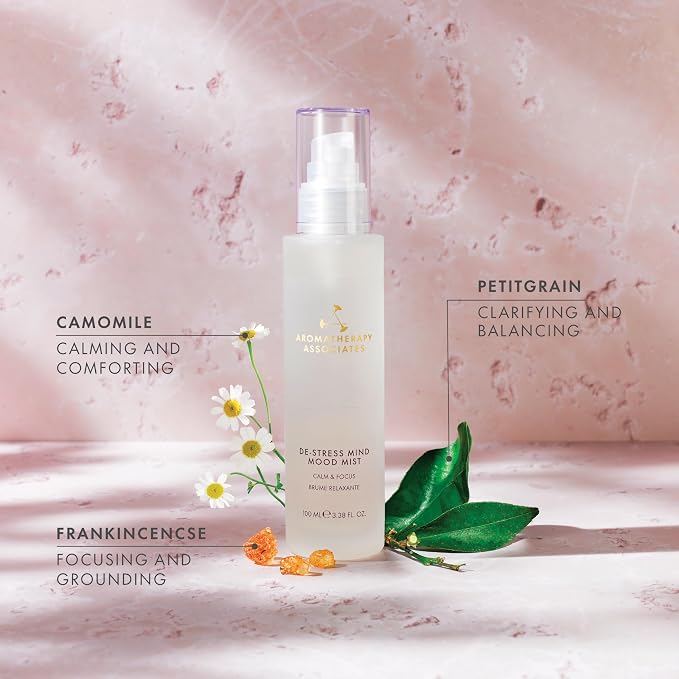 Aromatherapy Associates De-Stress Mind Mood Mist, 100ml, Calming Aromatherapy Spray, Body, Room & Pillow Spray with Camomile, Frankincense & Ashwagandha, Alcohol-Free Essential Oil Mist for Relaxation