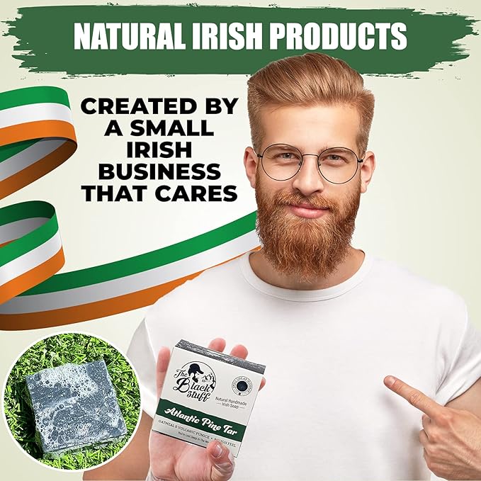 The Black Stuff Pine Tar Soap - Mens Bar Soap Made with Pine Tar, Organic Ingredients and Essential Oils - Handmade Cold Process Body Soap for Men - Moisturizing and Cleansing organic Bath Soaps