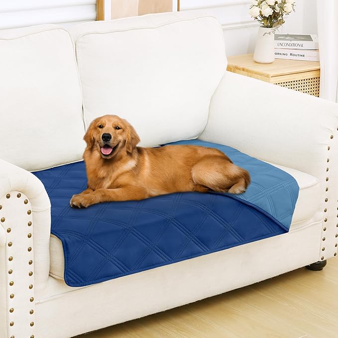 Smiry Waterproof Dog Bed Cover, Reversible Pet Blanket for Sofa Couch | Soft Washable Dog Blanket, Leakproof Couch Cover for Dogs Cats & Furniture Protection, 30x53, Navy/Blue