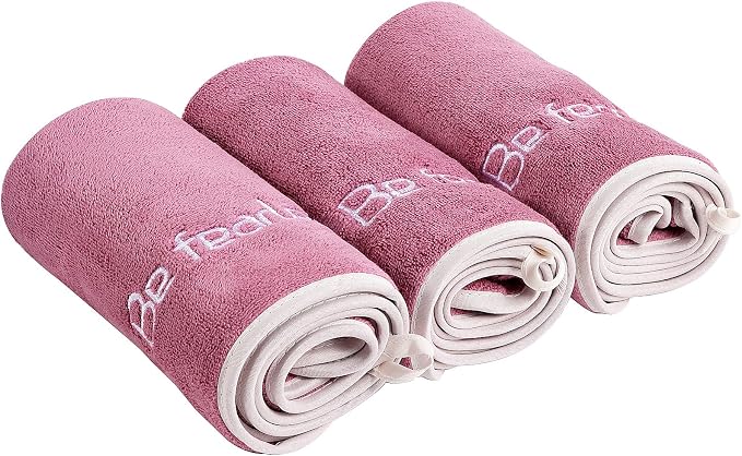 Microfiber Gym Towel Set for Men Women, Super Soft and Quick-Drying Towels for Fitness, Yoga, Cycling, Swimming (Dark Pink, 3 Pack)