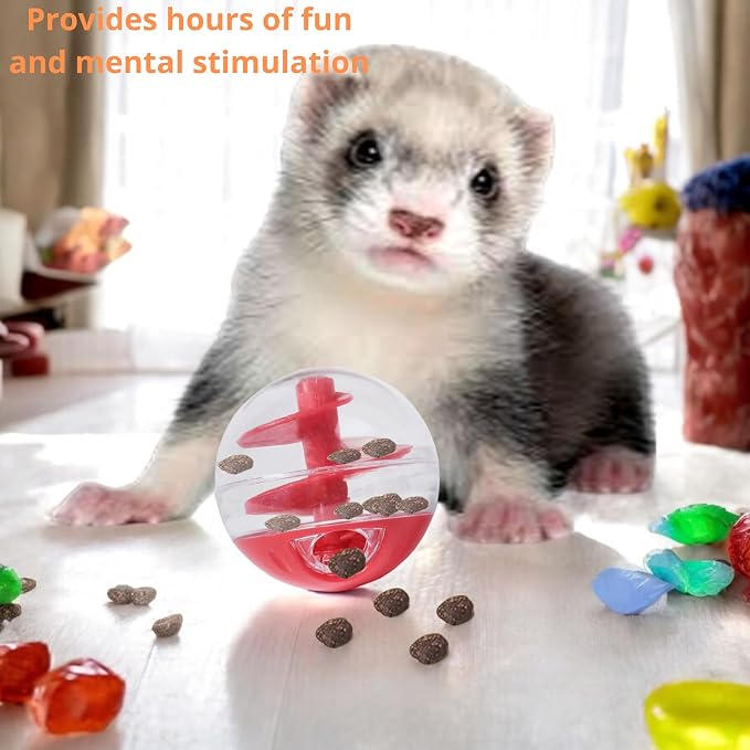 Ferret Treat Ball Interactive Toy Balls for Small Animal, Enrichment Toys Ferrets Dry Food Ball for Ferrets Guinea Pig Rat Chinchilla Hedgehog Bunny, Pet Ferret Accessories (S, Spiral)