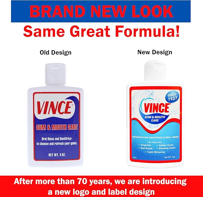 Vince Gum & Mouth Toothpaste Powder - Dentifrice & Mouthwash - Cavity Prevention - Gingivitis - Irritated, Bleeding & Receding Gums - Canker Sore - Bad Breath - Inflammation - Tonsil Stones - 4 Ounce