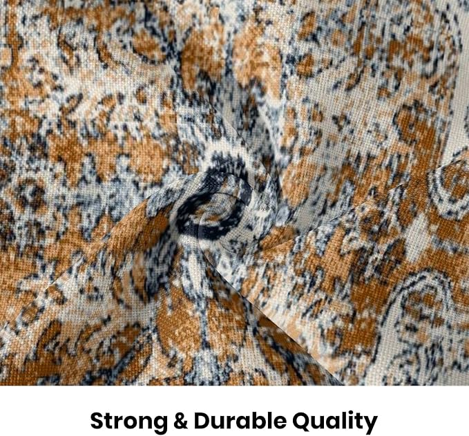 AEIOAE Boho Pillow Covers 20x20 Inch Set of 2,Carpet Pattern Throw Pillows Case,Rust Blue Ethnic Design Outdoor Decorative Square Linen Farmhouse Decor Cushion Covers for Home Sofa Bed Couch