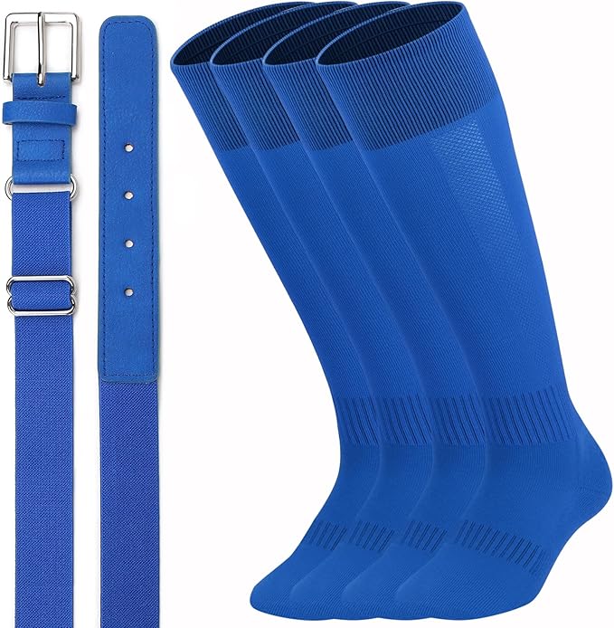UnFader Baseball Socks and Belts Combo for Youth and Adult, Elastic Softball 2 Pair Socks and 1 Belts