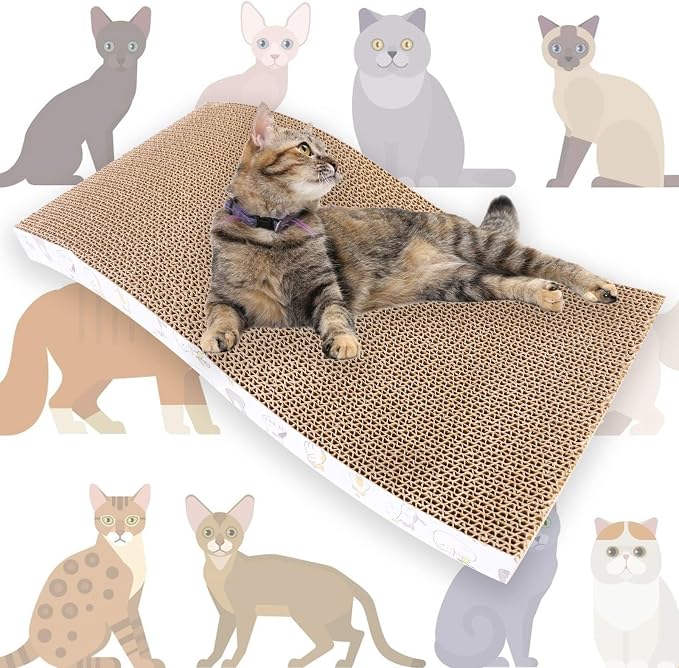 PatiencET 3 Pack Cat Scratcher Pad Recycle Corrugated Cat Scratching Pad | Type S, Scratching and Lounging, Furniture Protector