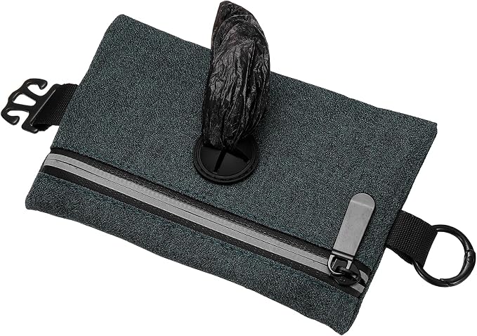 Dog Poop Bag Holder, Pet Waste Bag Dispenser Dog Treat Pouch with Zipper Oxford Cloth Portable Reusable Easy Cleanup(1Pcs, Black), Intended for Outdoor/Travel/Walking