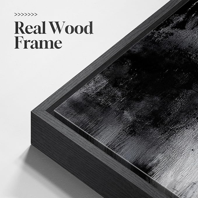Large Framed Black and White Abstract Wall Art for Living Room, 30x60 In | Grey horizontal canvas prints, Neutral modern pictures, Minimalist artwork, Modern wall decor for bedroom dining room office