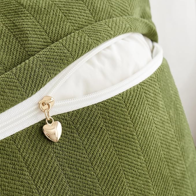 MIULEE Pack of 2 Moss Green Euro Shams Chenille Pillow Covers 24x24 Inch | Decorative Soft Couch Throw Pillows,Farmhouse Cushion Covers,Elegant Design for Sofa,Bed,Living Room,Summer Decor