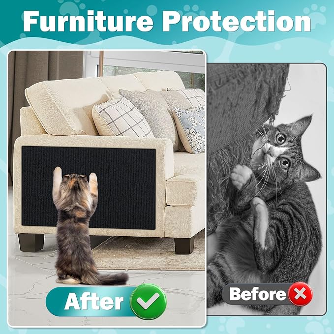 ENONCI 47.2x15.8 Cat Scratcher Mat, Self-Adhesive Wall Corner Cat Scratcher Pad