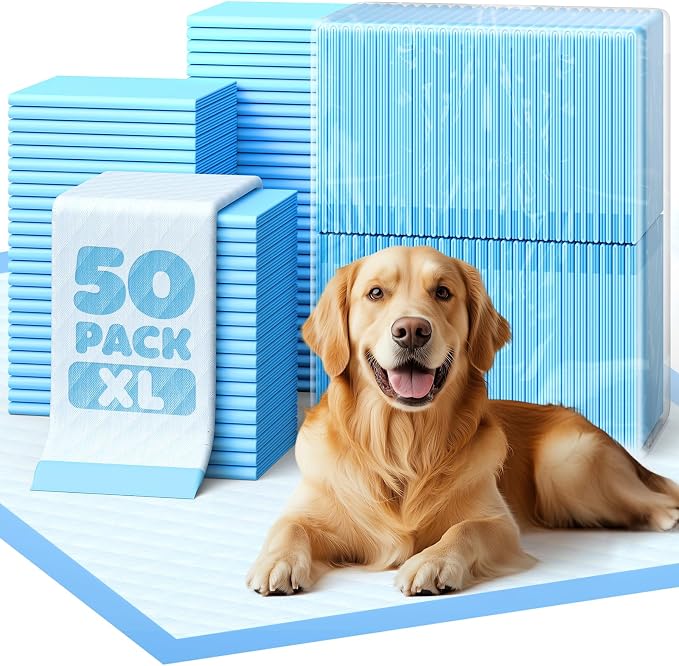 50-Pack Extra Large Pee Pads - 34" x 28" Puppy Pads for Dogs with 6-Layer Leakproof Protection, Disposable and Quick-Dry Dog Pads with High Absorbency for Easy Potty Training | Extra-Large Pee Pads, Disposable, Quick-Dry Dog Pads, High Absorbency, Wee ...