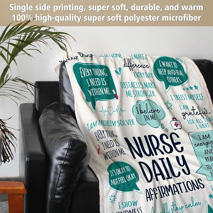 Craftique Nurse Gifts for Women Men- Nurse Blanket with Daily Affirmations | LPN RN Gifts for Nurses, Appreciation/Graduation/Christmas/Birthday Gifts for Nurse, Nursing School, Nurses Week/Day, Soft