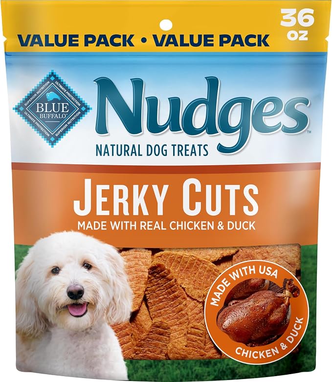 Blue Buffalo Nudges Jerky Cuts Chicken & Duck Dog Treats, 36 oz | Real Chicken & Duck First, Made in the USA, No Corn, Wheat, or Soy