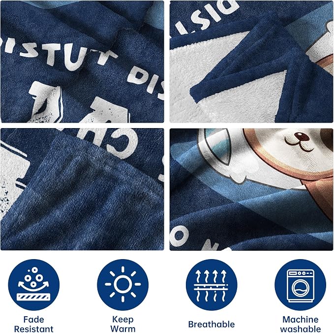 Leebbsin Funny Gift for Dad, Dads Birthday Gift from Daughter Son | Dad is Charging Sloth Blanket 60" x 50", Blue, Dads Gifts for Fathers Day Christmas, Soft Sloth Throws Blanket for Father