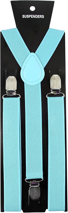 JEMYGINS Solid Color Mens Suspender with 3 Strong Clips Adjustable Braces