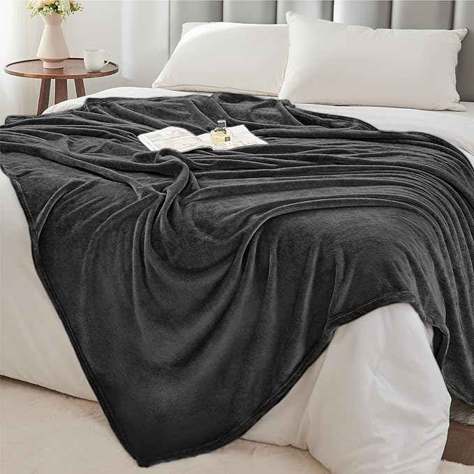 BEDELITE Fleece Blanket Soft Plush Queen Bed Blanket Charcoal Grey 90"x90" | Ultra Soft Fleece, Plush Microfiber, Lightweight Warmth, All Season Comfort, Fade Resistant, Machine Washable,Perfect for Bed