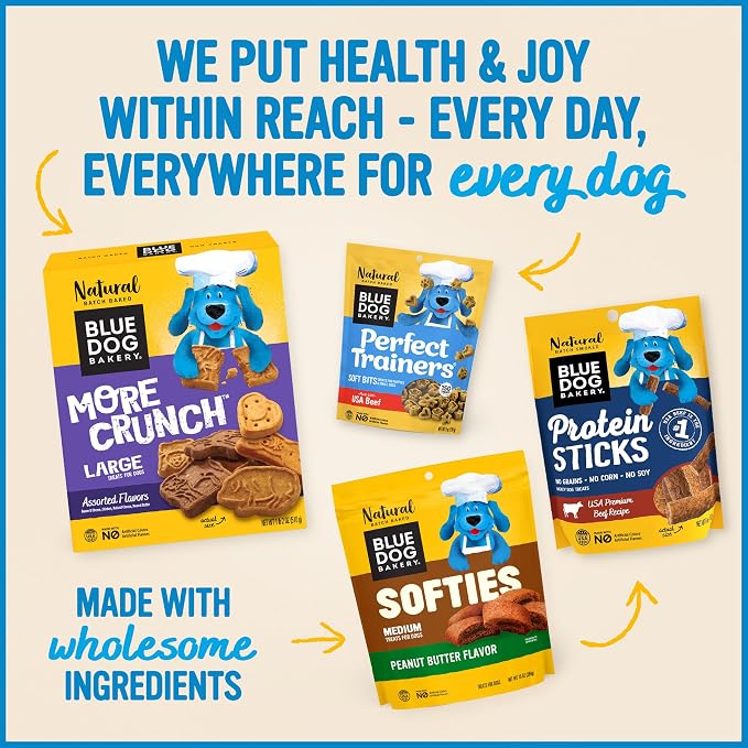 Blue Dog Bakery, More Crunch Chicken Biscuit, Medium Dog Treats 14oz 1pk | Crunchy Oven-Baked Dog Treat Biscuits, Chicken Flavor, Made with Real Premium Wholesome Ingredients in the USA