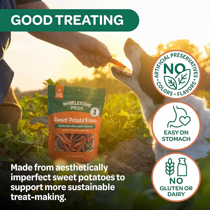 Wholesome Pride Sweet Potato Fries Healthy Dog Treats, 1 Ingredient, 16 oz