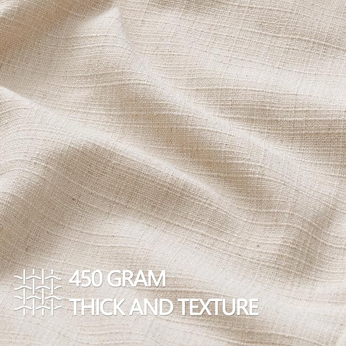 MIULEE Thick Textured Decorative Throw Pillow Covers 20x20 in Natural Linen | Set of 2, Linen Blend Pillow Cover, Flange Edge Design, Farmhouse Modern Boho Style, Bed Couch Living Room Decor