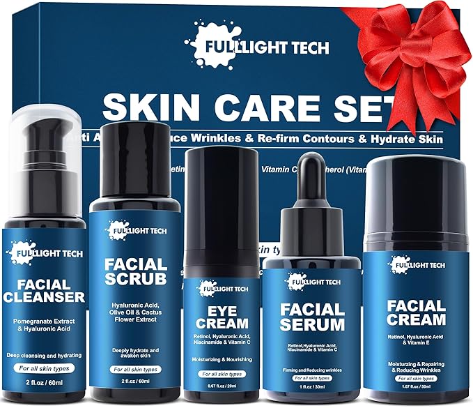 Skin Care for Men Gifts Set,Anti-aging Skin Care Kit for Tigten,Firm & Hydrate Skin,Retinol,Hyaluronic Acid Mens Self Care Facial Kit,Men Birthday Valentines Gifts for Him Boyfriend Dad Husband