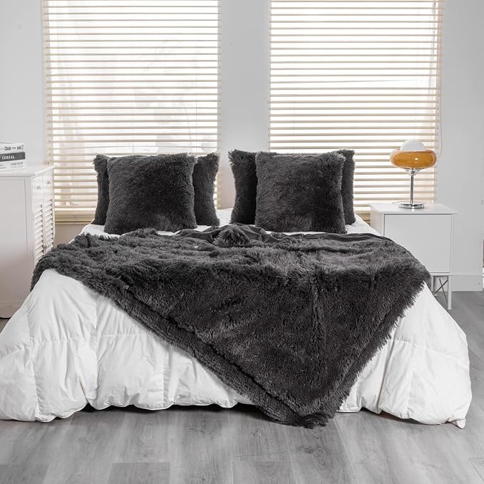 YUSOKI Long Faux Fur Throw Blanket, Morel,50" x 60" | Ultra Soft, Lightweight for All Season Use, stays fluffy after repeated washes, Perfect Gifts, Machine Washable