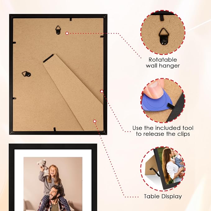 10 Pack Picture Frames Collage Wall Decor for Mounting or Tabletop Display, Gallery Wall Frame Set with Two 8x10 Black Frames, Four 5x7 Frames and Four 4x6 Frames, Multi-Pack Photo Frame Set