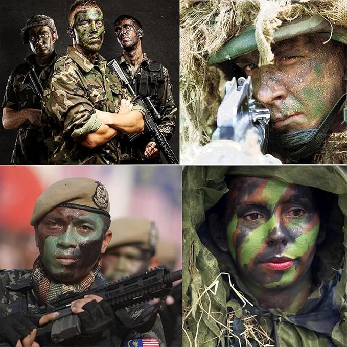 Tri-Color Character Makeup Palette Halloween, Special Effects and Theater Cream FX Palette Face Paint Face Paint Kit, Camouflage