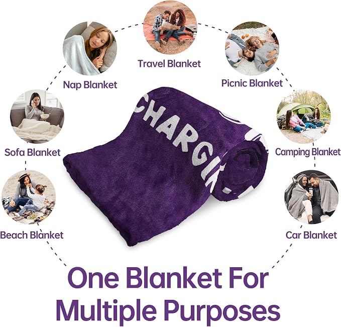 Leebbsin Funny Gifts for Grandma, Grandma Birthday Gift from Grandkids | Grandma is Charging Sloth Blanket 60" x 80", Purple, Grandmas Gift for Christmas Mothers Day, Soft Sloth Blanket for Grandma