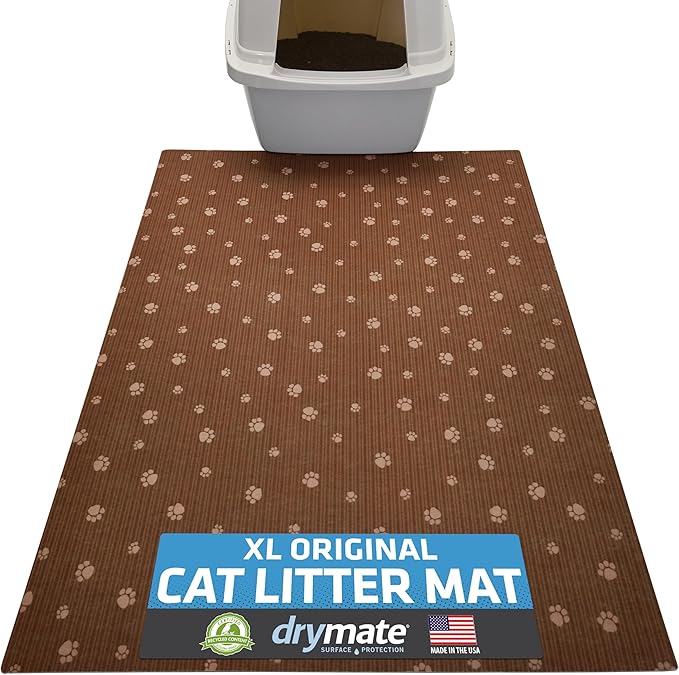 Drymate Cat Litter Box Mat, Litter Trapping Mat, Brown, 28x36 XL | Waterproof, Urine-Proof, Absorbent, Machine Washable, Soft on Paws, Contains Mess, Protects Floors, Kitten Supplies, USA Made