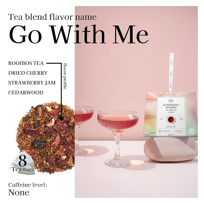 ALTDIF Elderberry Rooibos Go With Me Herbal Tea Bag Set – Tropical Black Tea Blend – Smooth & Fruity Caffeine-Free Flavor – Premium Relaxing Luxury Tea Box - 8 Pyramid Teabags