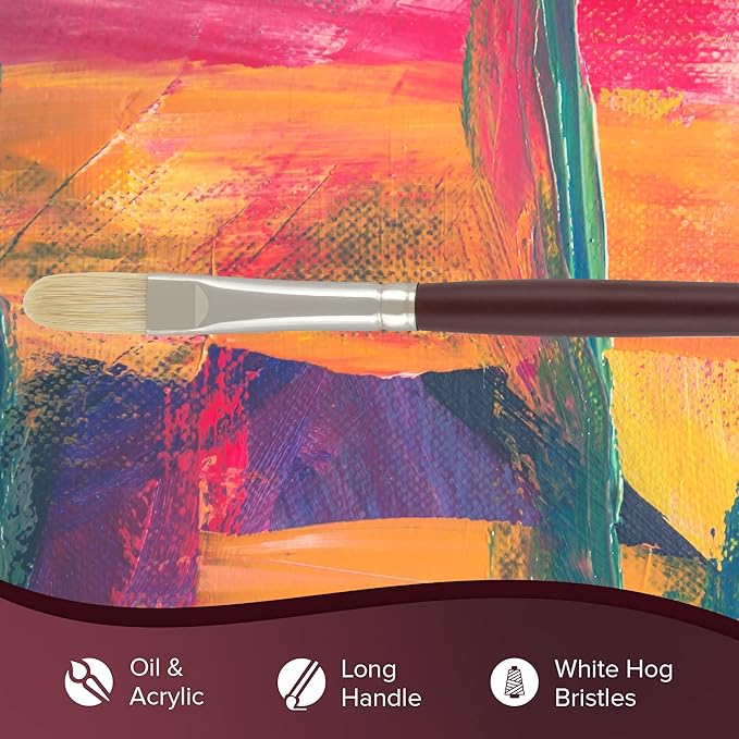 Silver Brush Limited 1103 Silverstone Filbert Brush for Oil Painting, Size 10, Long Handle