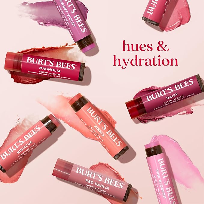 Burt's Bees Lip Tint Balm with Long Lasting 2 in 1 Duo Tinted Balm Formula, Color Infused with Deeply Hydrating Shea Butter for a Natural Looking Buildable Finish, Sweet Violet (2-Pack)