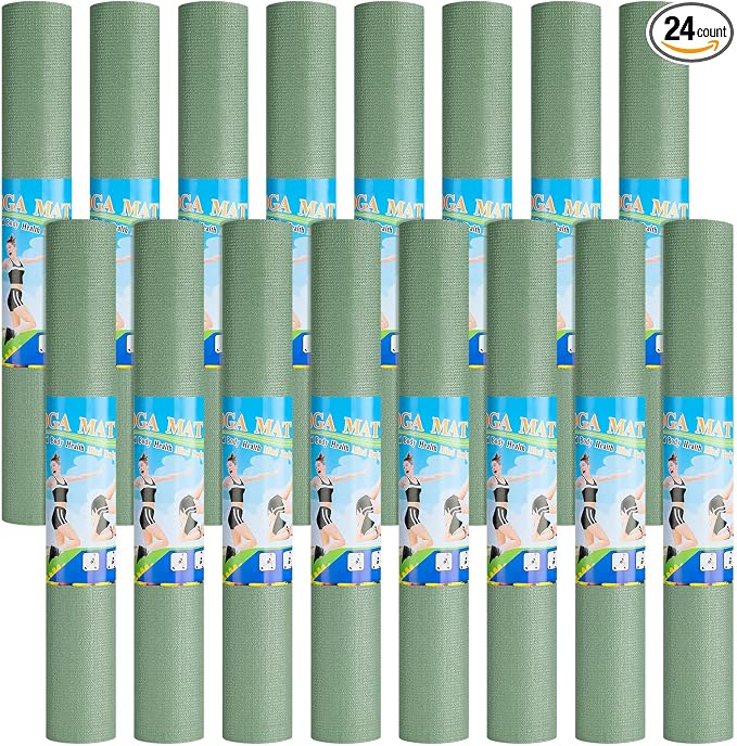 3 mm Thin Yoga Mats Bulk, Lightweight PVC Exercise Mats Non Slip Workout Fitness Pads for Yoga Pilates Stretching Classes Gym Home Studio, Easy to Clean