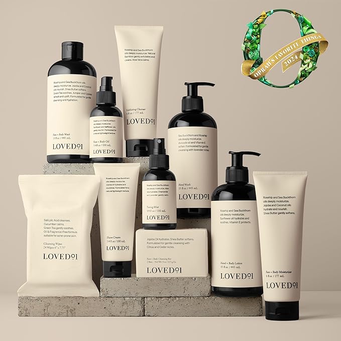 Loved01 Face & Body Exfoliating Cleanser, John Legend Skincare, Hydrating Exfoliant with Aloe, Improves Skin Texture & Tone, with Mandelic Acid & Bamboo Powder for Gentle Combined Exfoliation, 6 oz