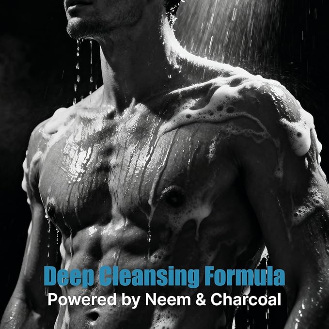 Skin Elements 2-in-1 Body Wash & Intimate Wash for Men| Deep Cleansing Shower Gel| Infused with Activated Charcoal & Neem Extracts| Thicker Consistency | Controls Odor| All Skin Types | 16.9 fl oz