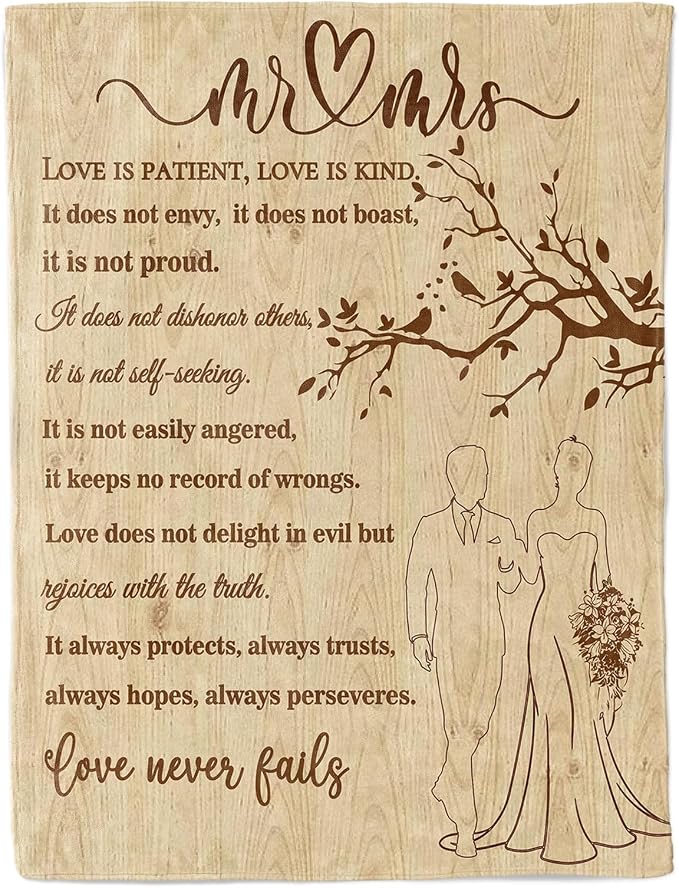Wedding Gifts for Couples, Bridal Shower Gifts for Bride to Be Soft Blanket | Anniversary Mr and Mrs Gifts, Wedding Gifts for Newlyweds Wedding Throw Blanket 60*50 Inch (Wood)