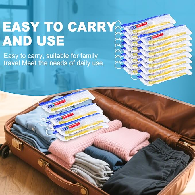 Xuezoioy 50 pcs Disposable Toothbrushes with Toothpaste and Floss Set,Yellow Individually Wrapped Bulk Single Use Toothbrush Floss Cover Travel Toothbrushes Kit with Zip Bag for Homeless,Hotel,Guest