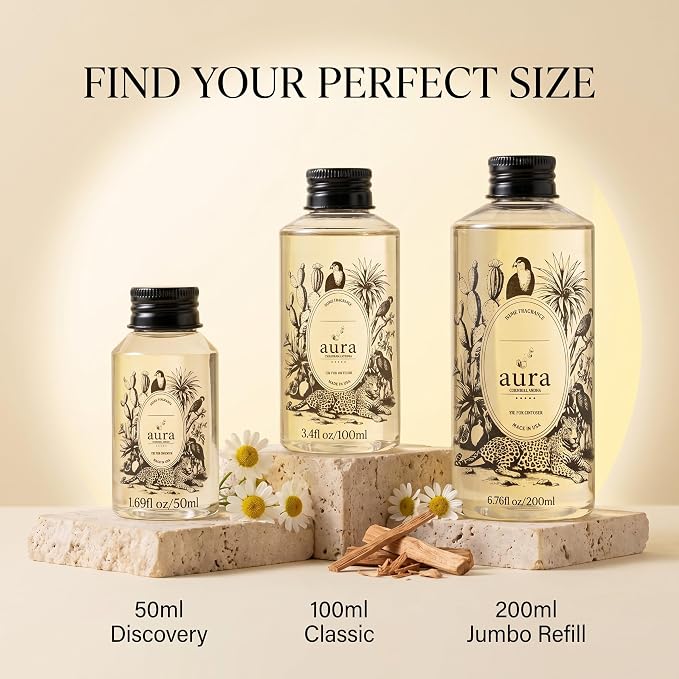 Aura Bella | Sandalwood & Ylang Ylang Fragrance Oil for Diffusers | Inspired by L. Labo Santal | Woody Luxury Scent | Aromatherapy | Home, Office & Spa | 3.4 fl oz (100ml) | Made in USA