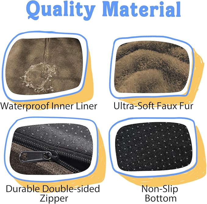 Waterproof Orthopedic XL Dog Bed for Large and Extra Large Dogs | Egg Crate Foam, 4-Sided Bolster Support, Waterproof Liner, Non-Slip Bottom, Machine Washable Cover, 42 x 30 Inch