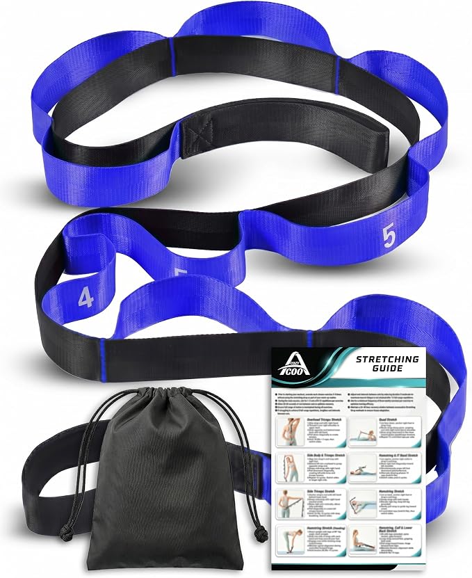 Acozycoo Stretching Strap with Loops for Physical Therapy,Yoga Strap for Stretching,Home Workout,Pilate & Flexibility Training,Non-Elastic Exercise Stretch Band for Hamstring,Leg Stretcher Belt,Flexibility Fascia