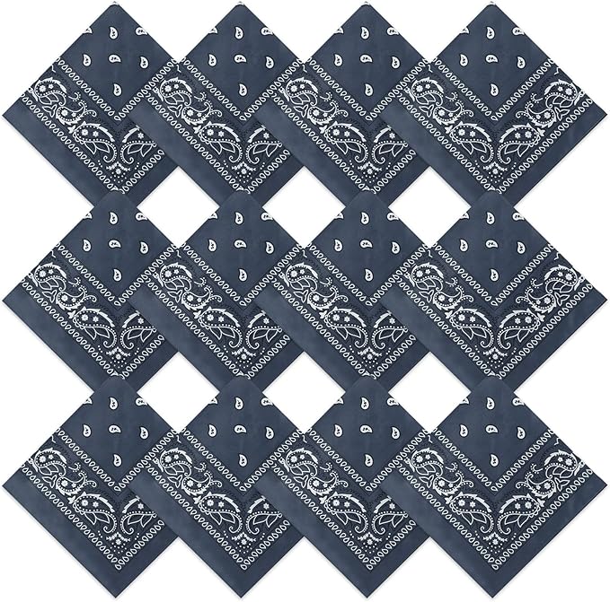 Suhine 12 Pcs Bandanas Bulk 22 x 22 Inch Paisley Headband Cowboy Handkerchief Christmas Thanksgiving Gift for Women Men