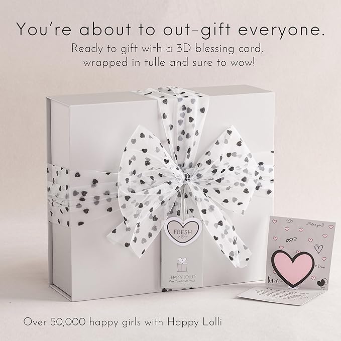 HAPPY LOLLI Power Shower Gift Set for Teen & College Girls, Birthday Gift, Self Care College Essentials Bath Accessories with Towels, Headband, Wristbands & Face Sponge (Fresh in Beige)