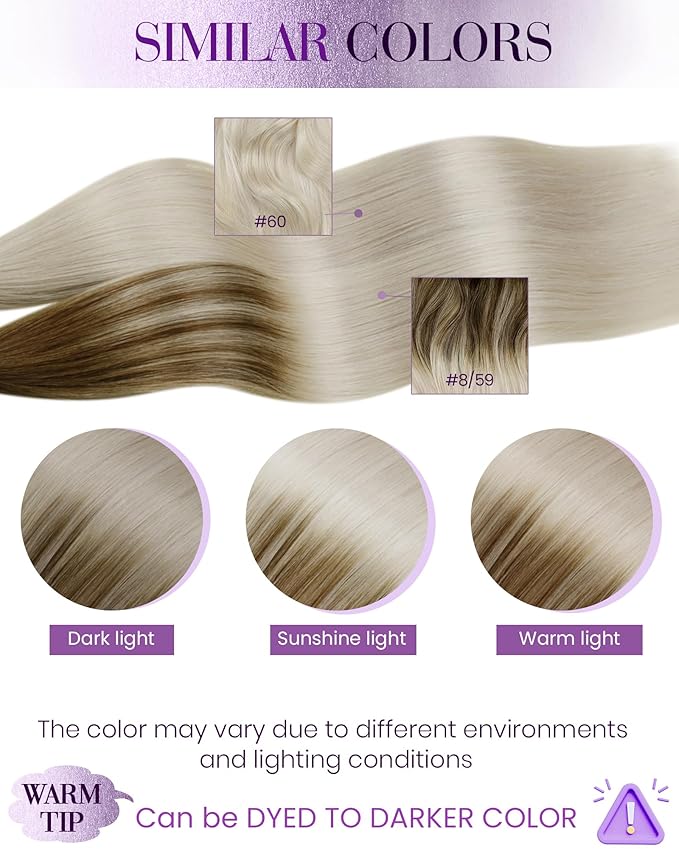 LaaVoo Nano Bead Hair Extensions Human Hair Blonde Nano Ring Hair Extensions Ombre Color Ash Brown Fading to Light Blonde 16 Inch 50s 50g