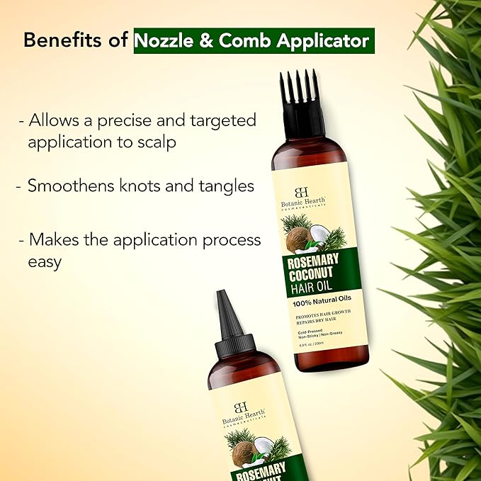 Botanic Hearth 100% Pure Rosemary Oil For Hair Growth & Hair Treatment Oils | Infused with coconut Oil | Hair Oil Repairs Dry Damaged Hair, Strengthening, Healthier - Hair Tonic, 6.7 fl oz