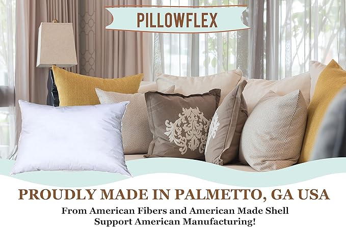 Pillowflex Synthetic Down Pillow Insert 12x24 in - Karate Chop Pillow | Set of 2 - Large Rectangle Sham Forms, Plush Polyester Cotton Blend, Cloud-Like Comfort, Clump-Resistant Fill, Smooth Finish