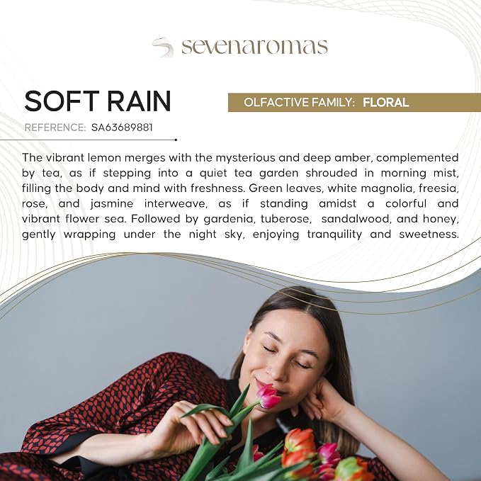 SevenAromas Soft Rain | 45ml 1.5oz Hotel Scent Diffuser Oil | Floral | Rose, Jasmine & Gardenia | London Luxury Aromatherapy